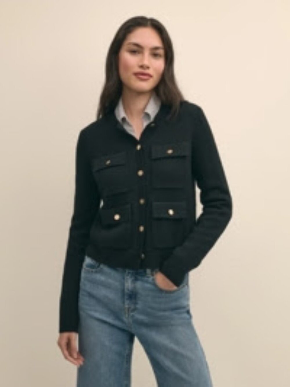 Like New Brooks Brothers 100% Merino Wool Sweater Jacket S Black